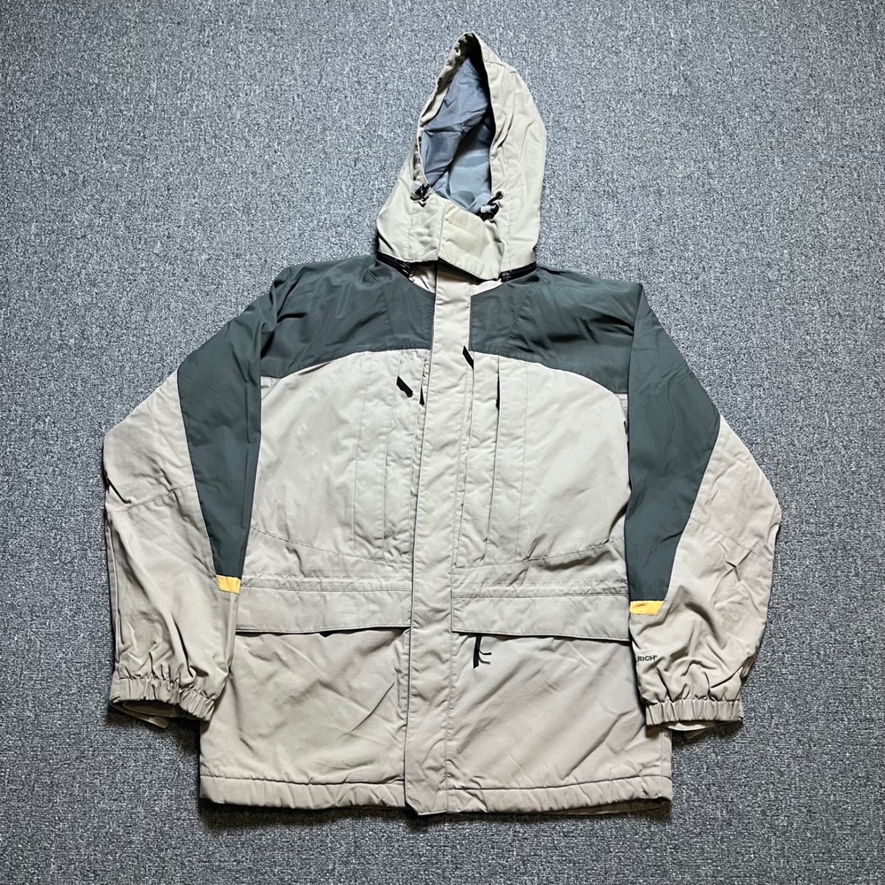 Woolrich John Rich & Bros Parka Jacket Size M‎ Tan Gray Hooded Insulated Coat